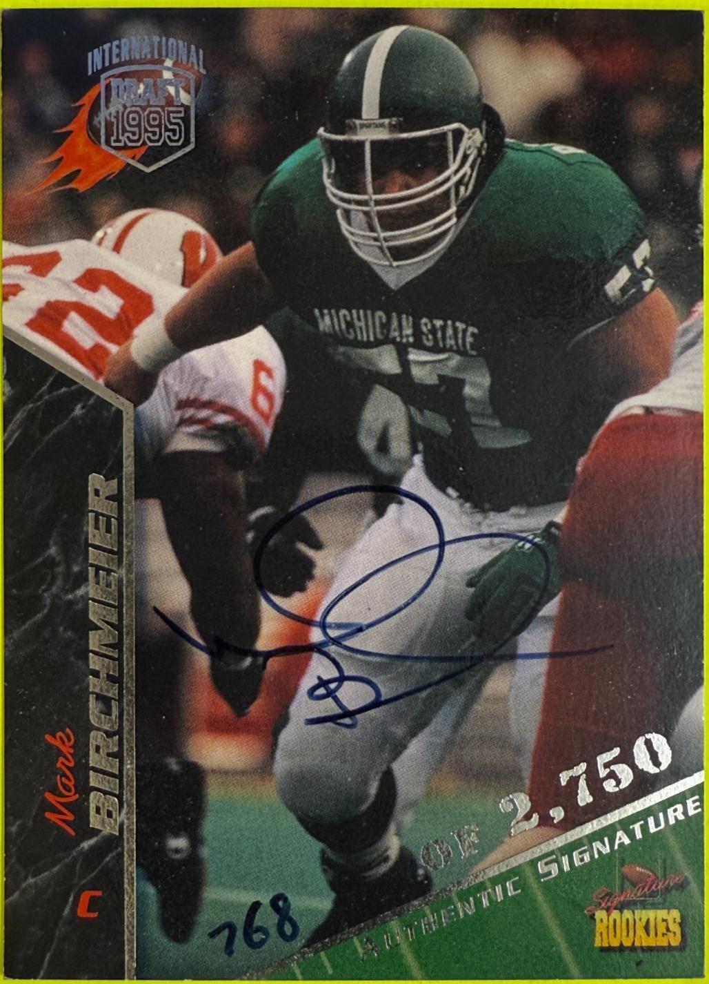 Mark Birchmeier #9 1995 Signature Rookies Autographs International Football