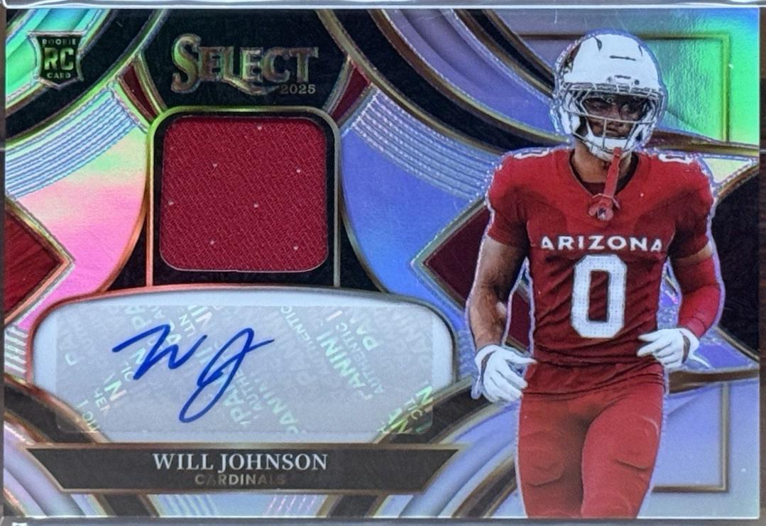 Will Johnson #RSMP-WJN 2025 Panini Select Rookie Signature Memorabilia Prizm Football
