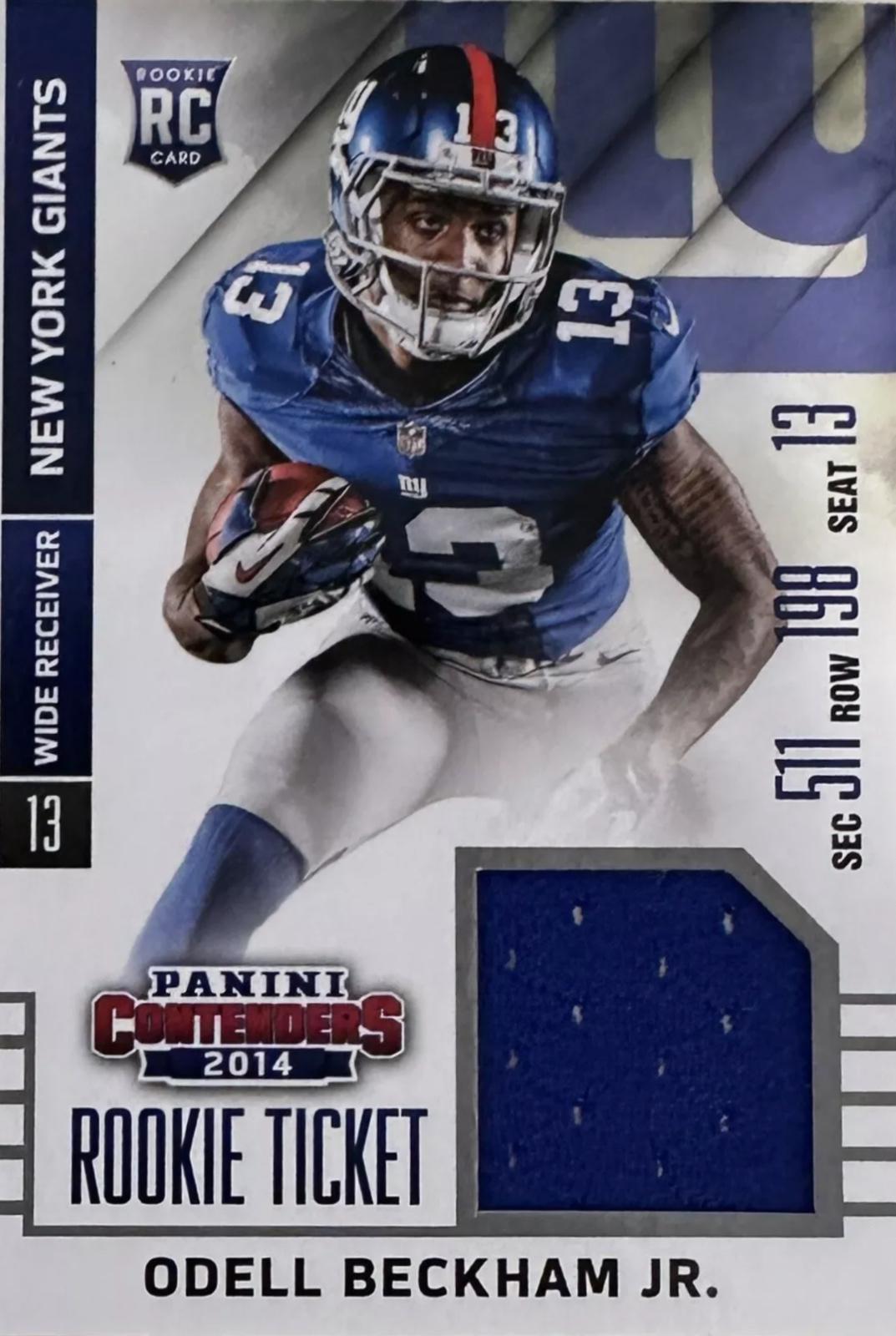 Odell Beckham Jr #RTS-27 Football Cards 2014 Panini Contenders Rookie Ticket Swatches