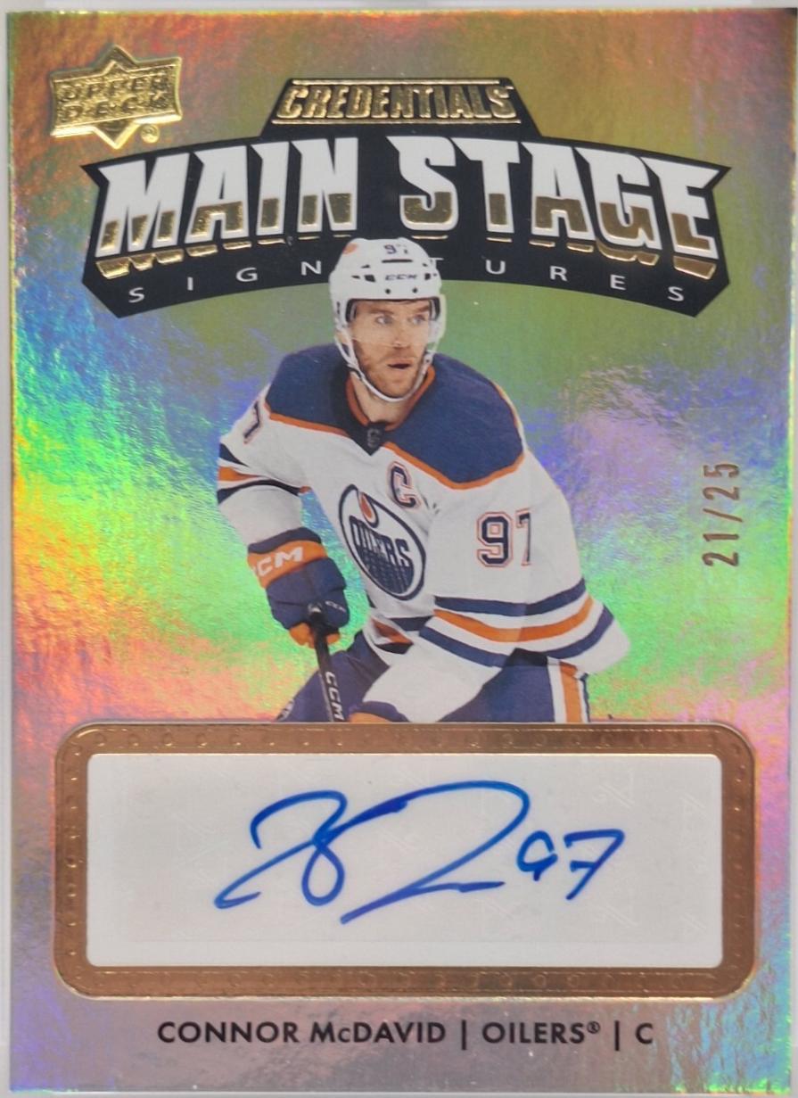 Connor McDavid #MS-CM Hockey Cards 2022 Upper Deck Credentials Main Stage Signature