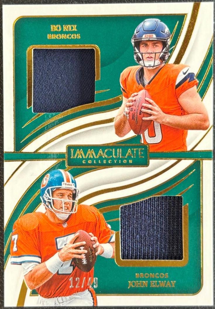 Bo Nix / John Elway #21 Prices | 2024 Panini Immaculate Dual