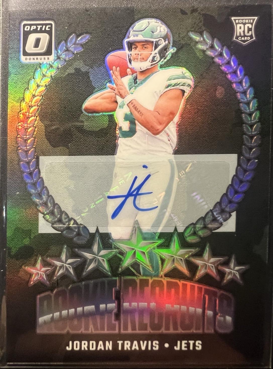 Jordan Travis #17 Football Cards 2024 Panini Donruss Optic Rookie Recruits Autograph