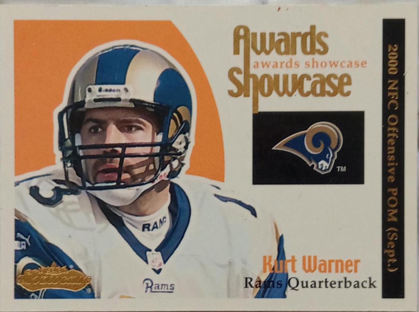 Kurt Warner #15 Football Cards 2001 Fleer Showcase Awards Memorabilia