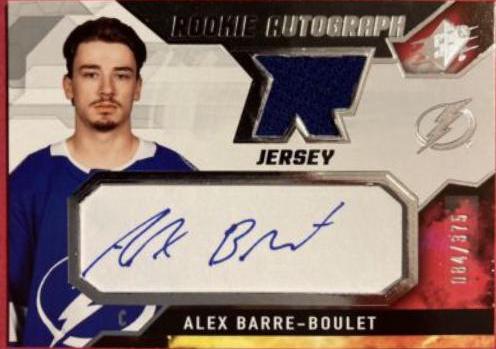 Alex Barre Boulet #AB Hockey Cards 2021 SPx Rookie Auto Jersey