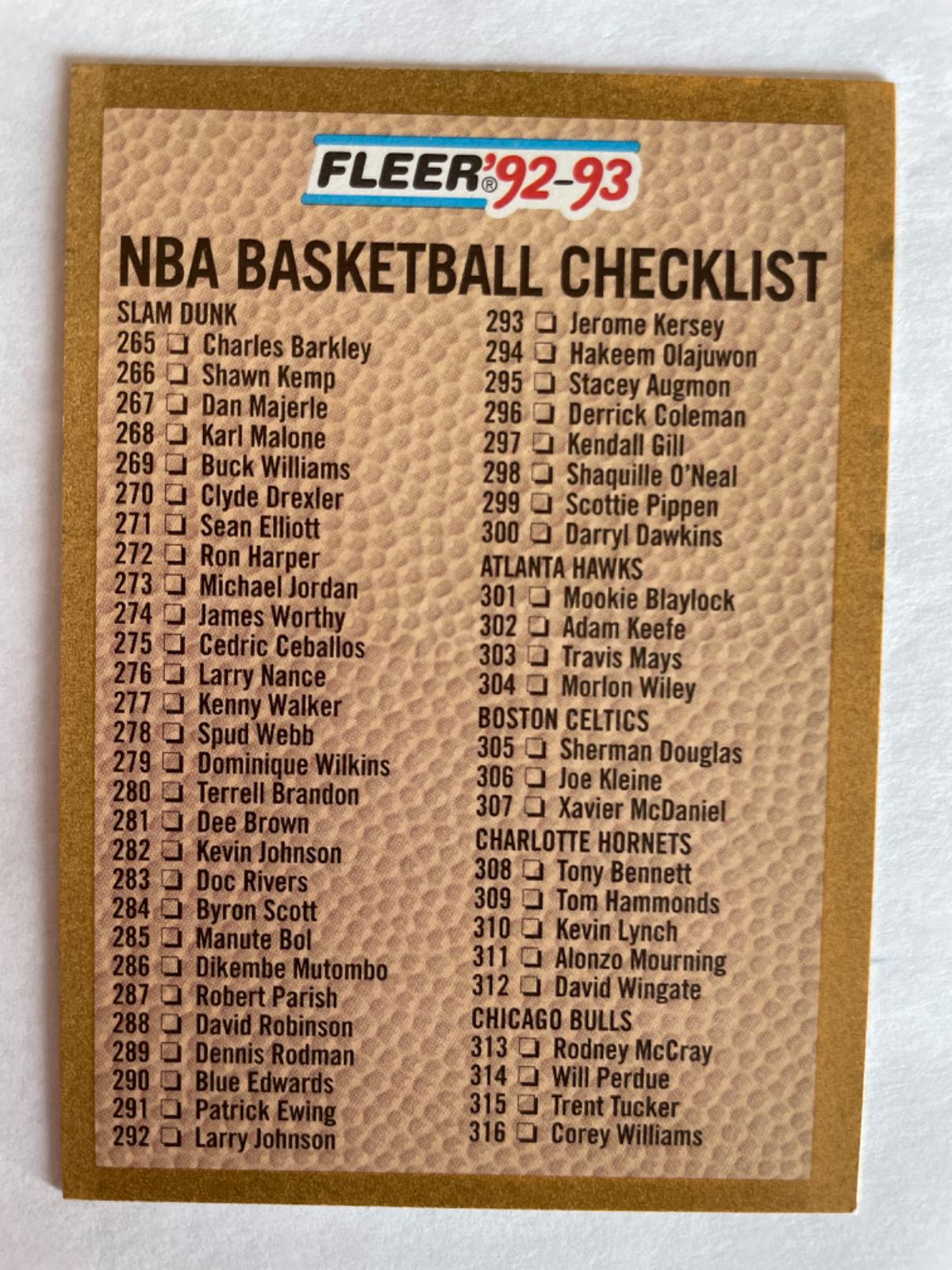 Checklist 265-354 #443 Basketball Cards 1992 Fleer