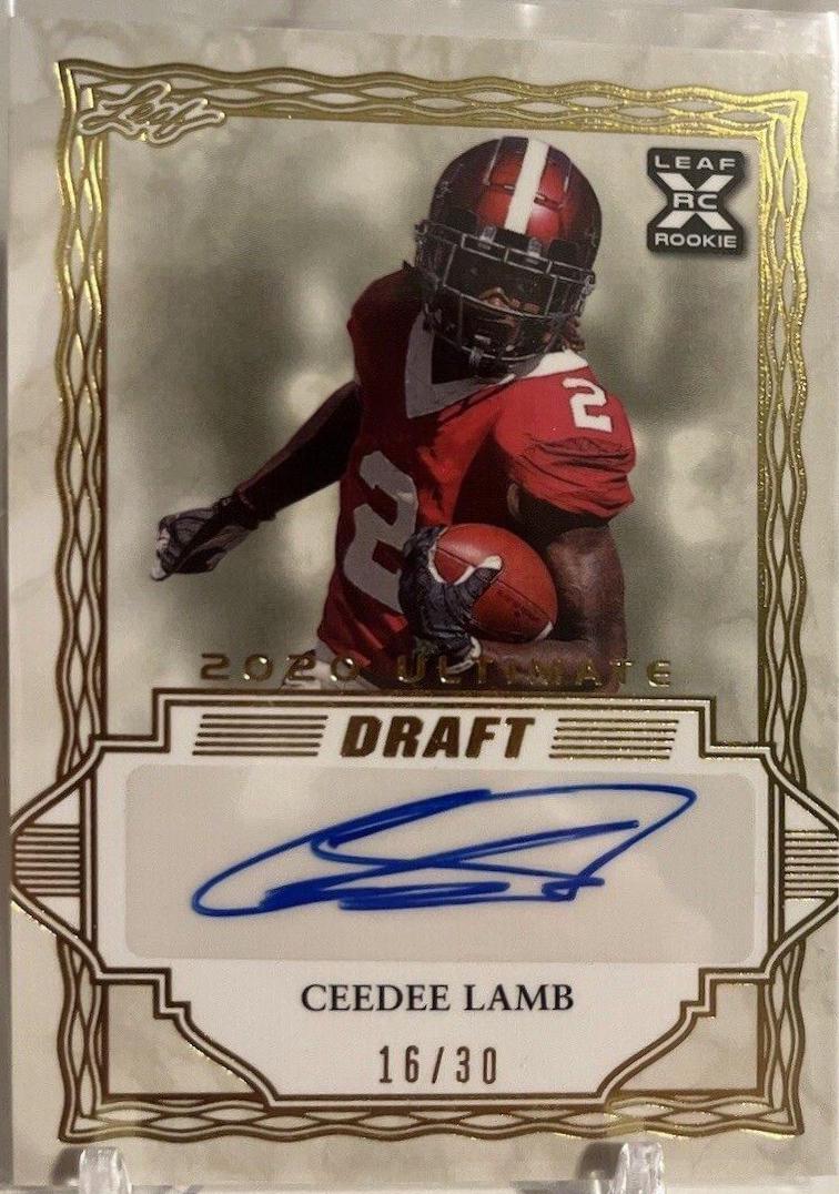 CeeDee Lamb #BA-CDL Football Cards 2020 Leaf Ultimate Draft Autographs Xrc