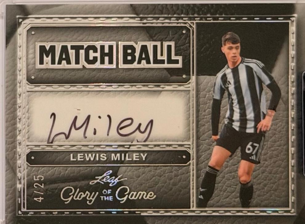 Lewis Miley #MB-LM3 2026 Leaf Glory Of The Game Match Ball Autograph Soccer