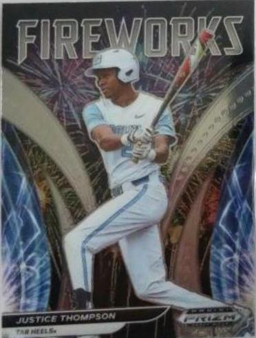 Justice Thompson #F-JT Baseball Cards 2021 Panini Prizm Draft Picks Fireworks