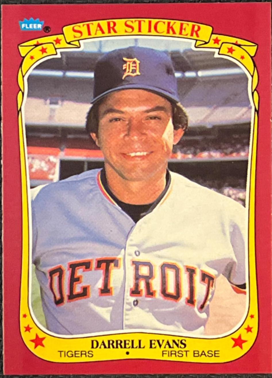 Darrell Evans #36 Baseball Cards 1986 Fleer Star Stickers