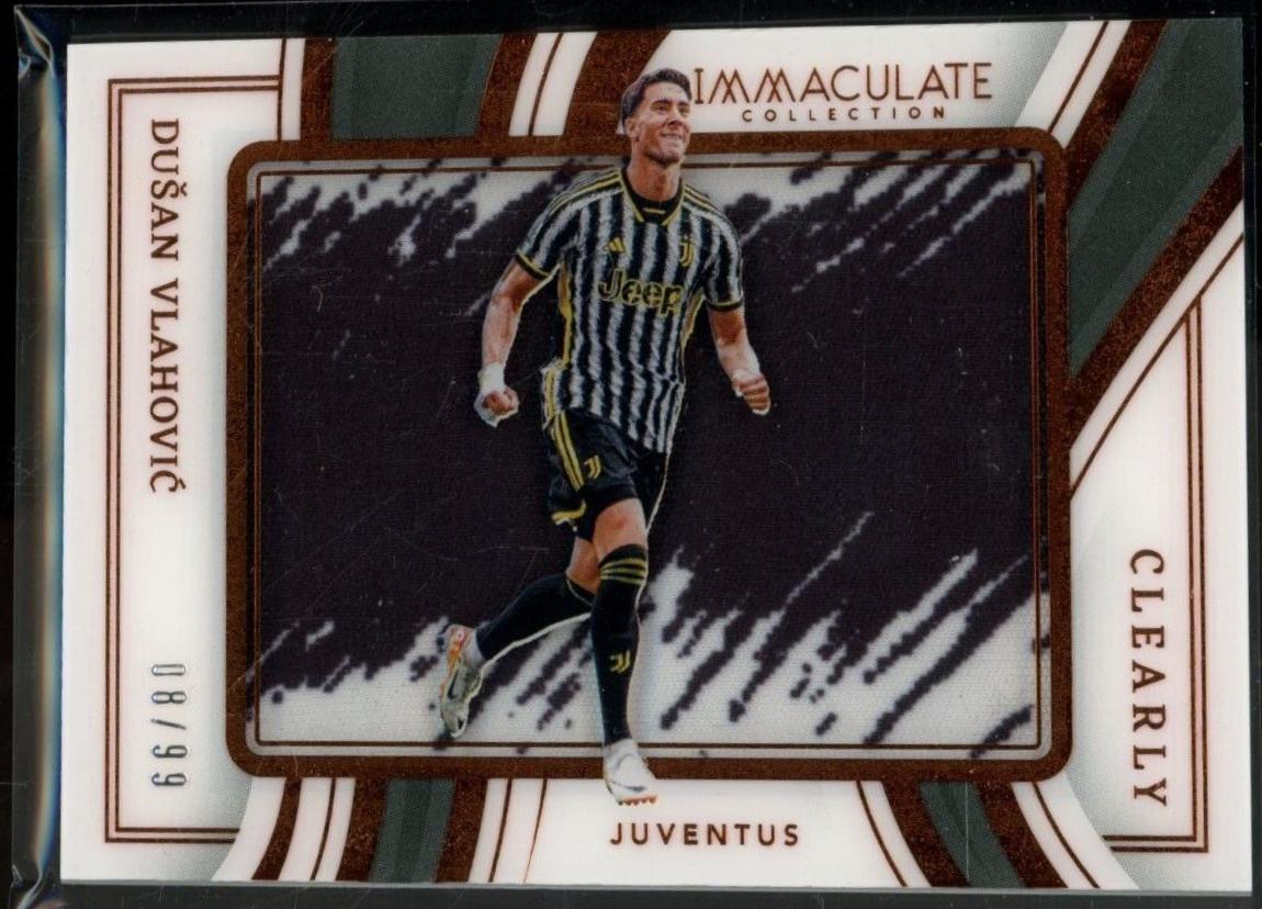 Dusan Vlahovic #27 Soccer Cards 2023 Panini Immaculate Clearly Jersey