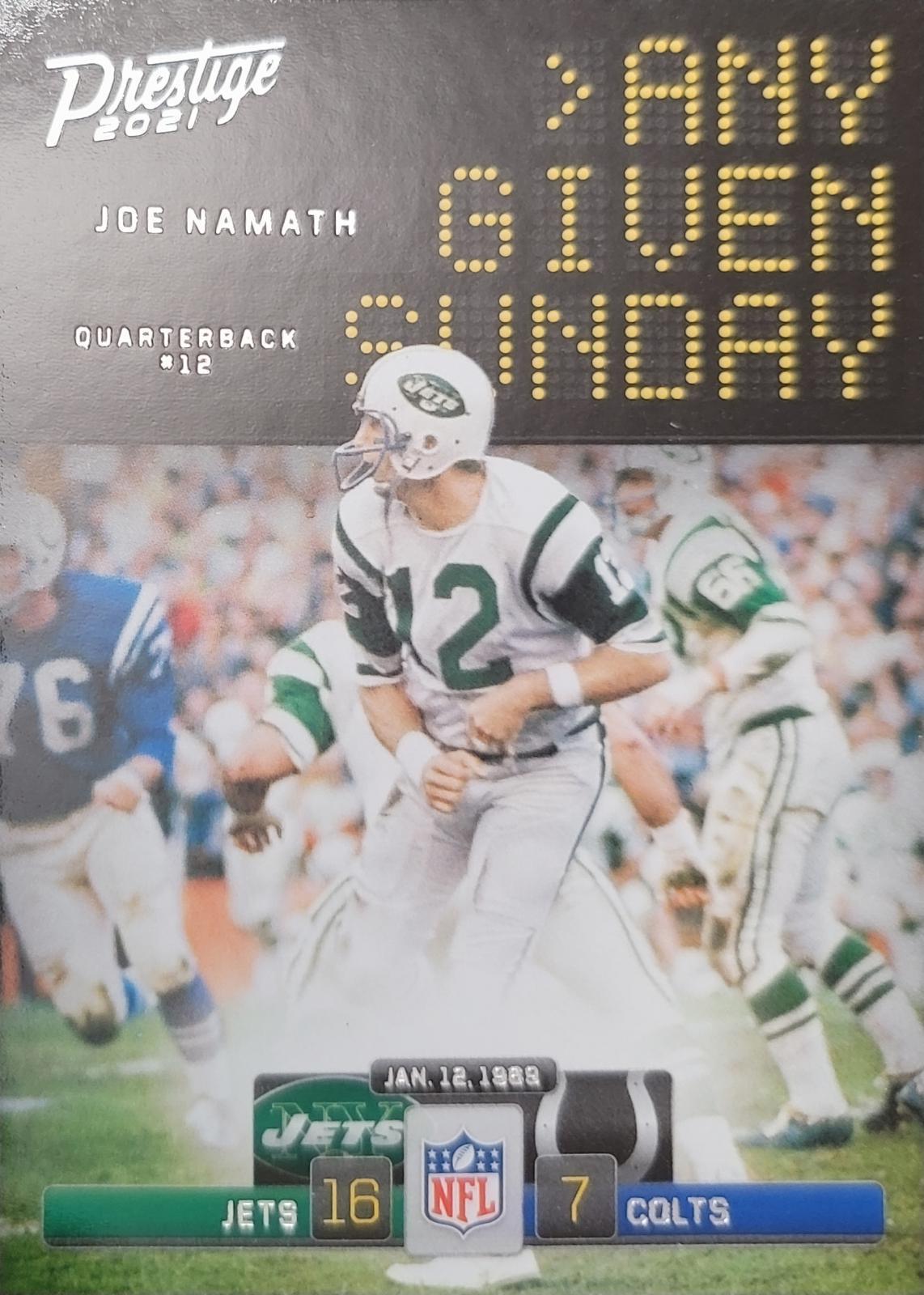 Joe Namath #AGS-JN Football Cards 2021 Panini Prestige Any Given Sunday