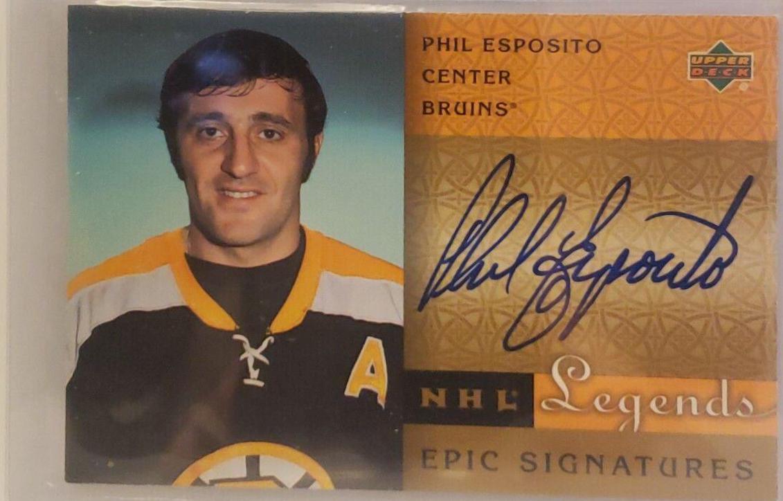 Phil Esposito #PE Hockey Cards 2001 Upper Deck Legends Epic Signatures