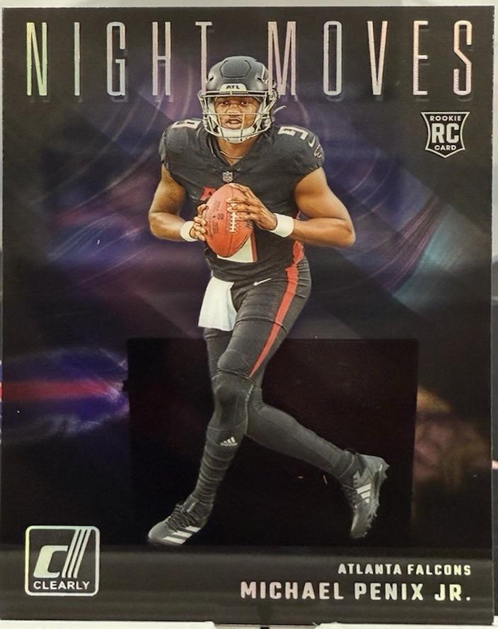 Michael Penix Jr. #4 Football Cards 2024 Clearly Donruss Night Moves