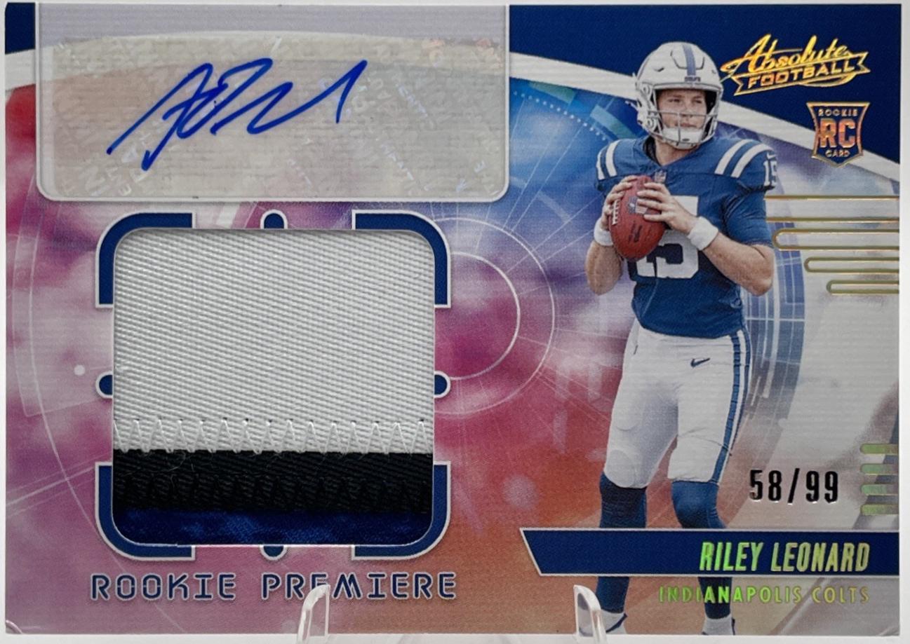 Riley Leonard #18 2025 Panini Absolute Rookie Premiere Materials Autograph Jumbo Football