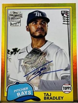 Taj Bradley [Gold] #81FF-TB Baseball Cards 2023 Topps Archives 1981 Fan Favorites Autographs