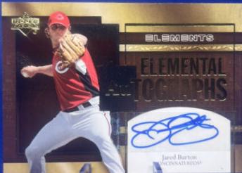 Jared Burton #AU-BR Baseball Cards 2007 Upper Deck Elements Elemental Autograph