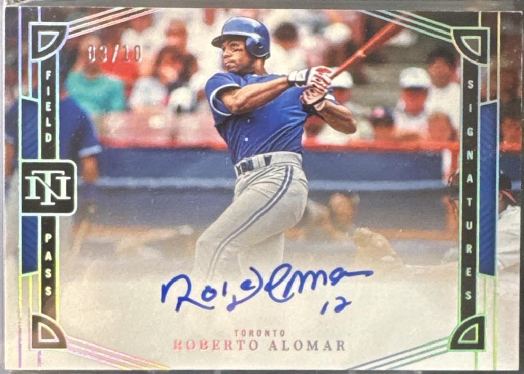 Roberto Alomar #9 Baseball Cards 2023 Panini National Treasures Field Pass Signatures