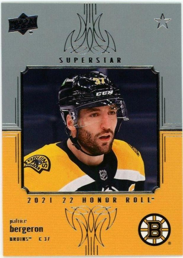 Patrice Bergeron #HR-14 Hockey Cards 2021 Upper Deck Honor Roll
