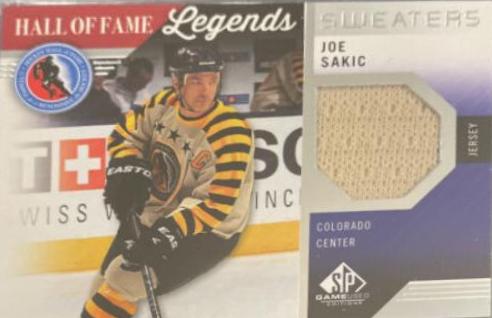 Joe Sakic #HOF-JS Hockey Cards 2021 SP Game Used HOF Legends Sweaters