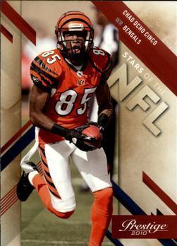 Chad Ochocinco UER: Last Name Misspelled Ocho Cinco On Front And Back #13 Football Cards 2010 Panini Prestige Stars of the NFL
