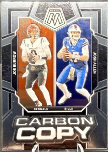 Joe Burrow / Josh Allen #CC-7 Football Cards 2024 Panini Mosaic Carbon Copy