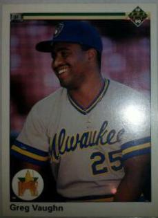 Greg Vaughn #25 Baseball Cards 1990 Upper Deck