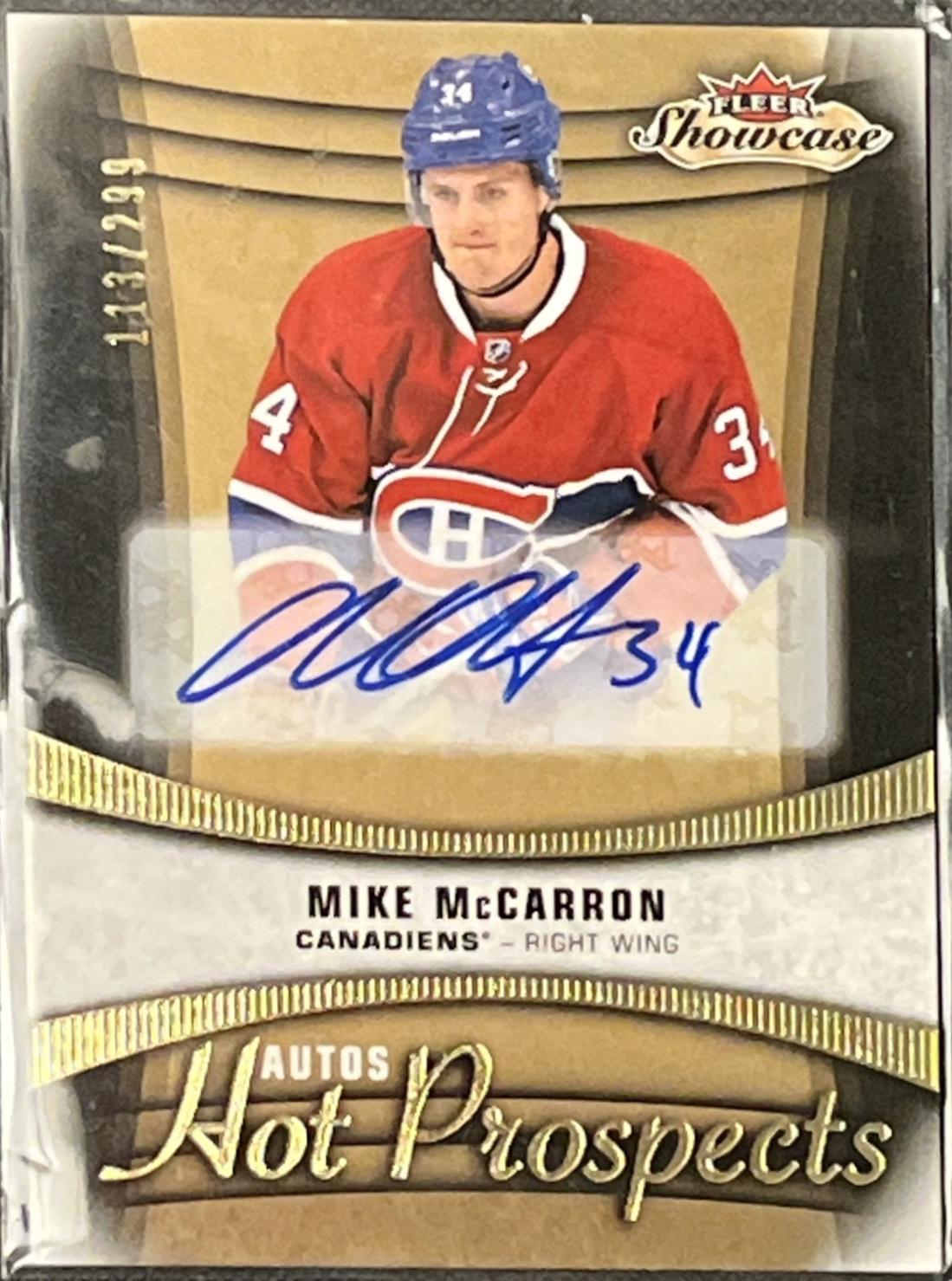 Mike McCarron #136 2015 Fleer Showcase Hockey