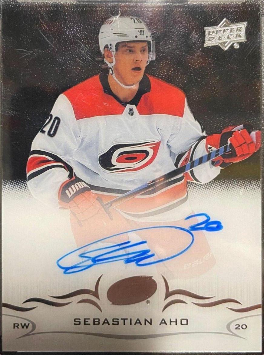 Sebastian Aho #CC-SA Hockey Cards 2018 Upper Deck Clear Cut Autographs