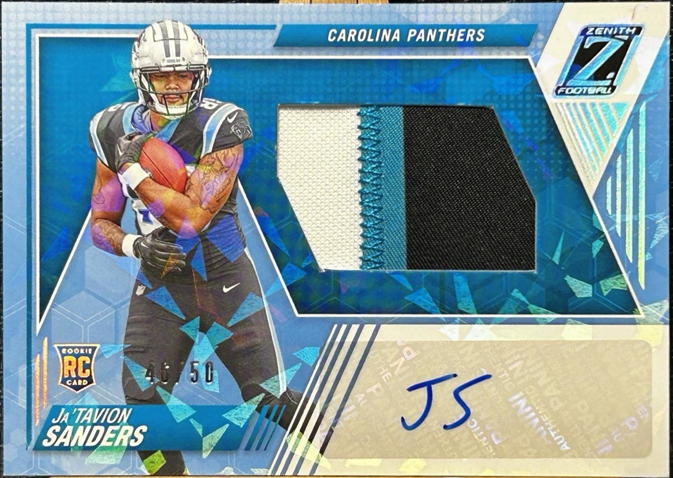 Ja'Tavion Sanders #231 Football Cards 2024 Panini Zenith Rookie Patch Autographs Ice