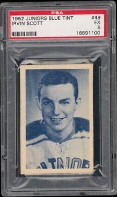 Irvin Scott #49 Hockey Cards 1952 Juniors Blue Tint
