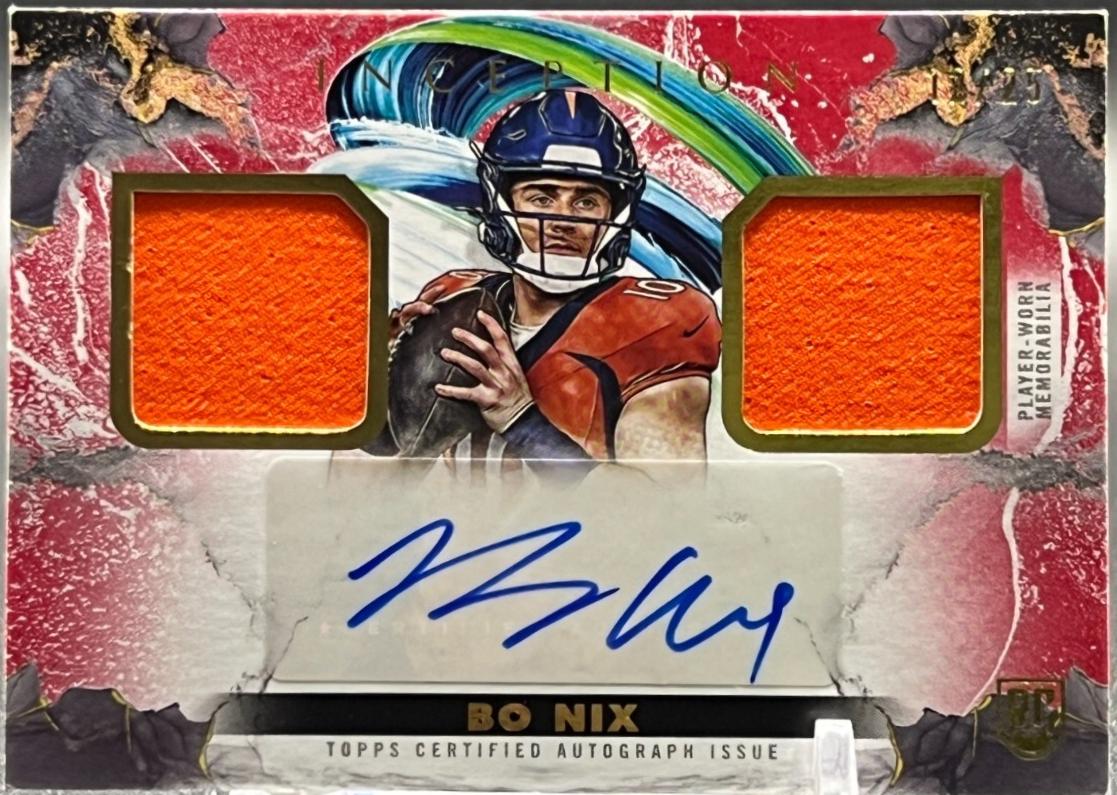 Bo Nix #FFRA-BN Football Cards 2024 Topps Inception Franchise Foundation Relic Autograph