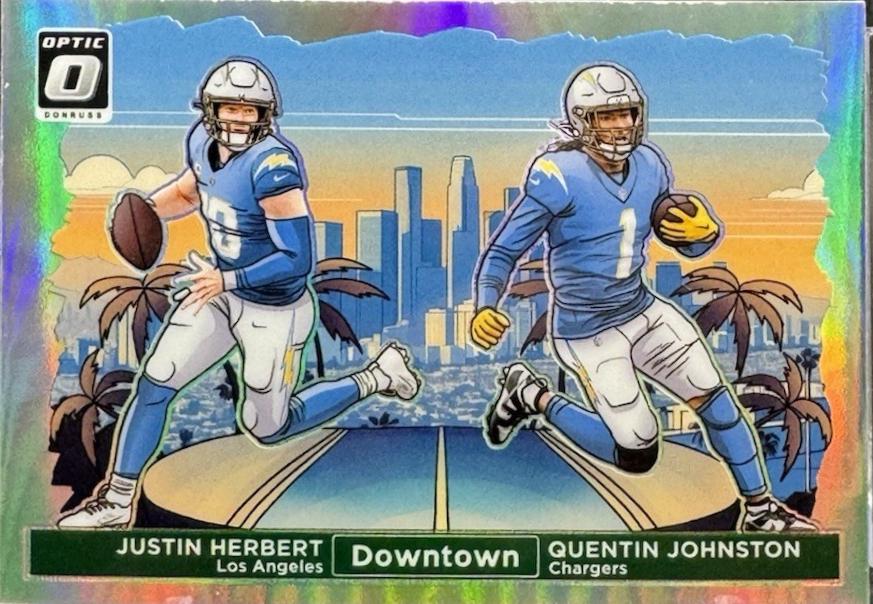 Justin Herbert / Quentin Johnston #6 Football Cards 2024 Panini Donruss Optic Downtown Duos