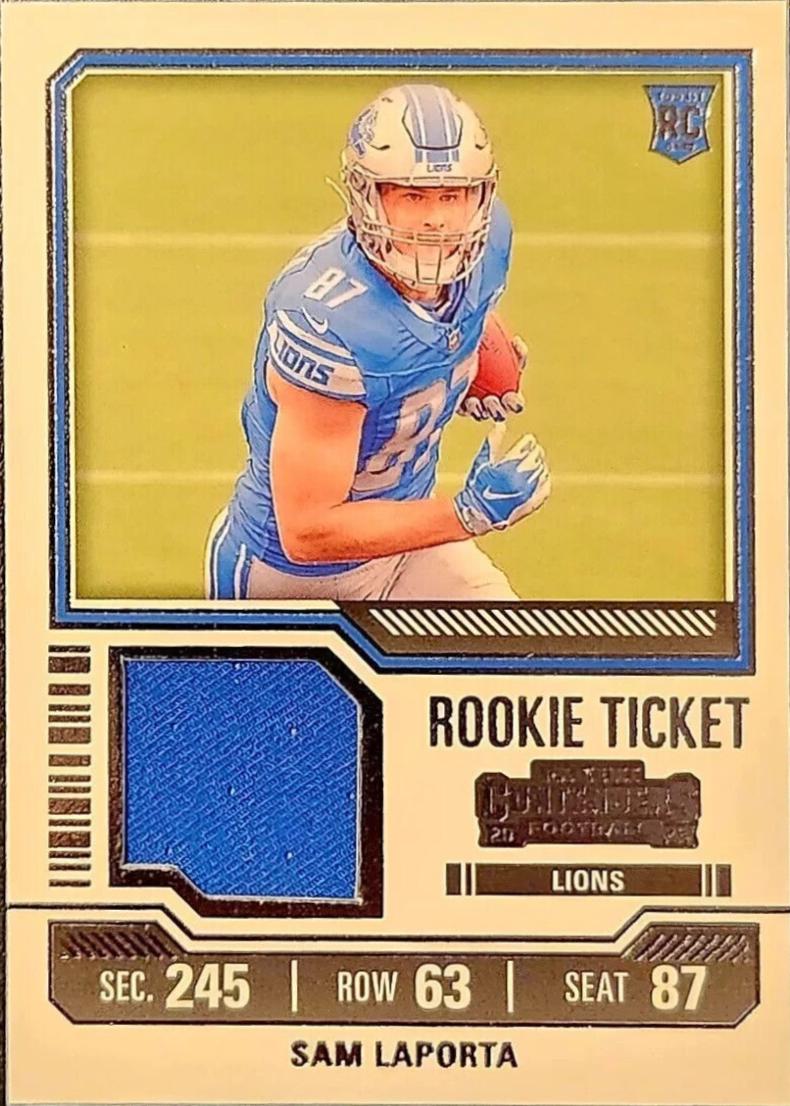 Sam LaPorta #TS30 Football Cards 2023 Panini Contenders Rookie Ticket Swatch