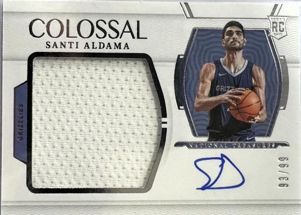 Santi Aldama #CM-STA Basketball Cards 2021 Panini National Treasures Colossal Material Autographs