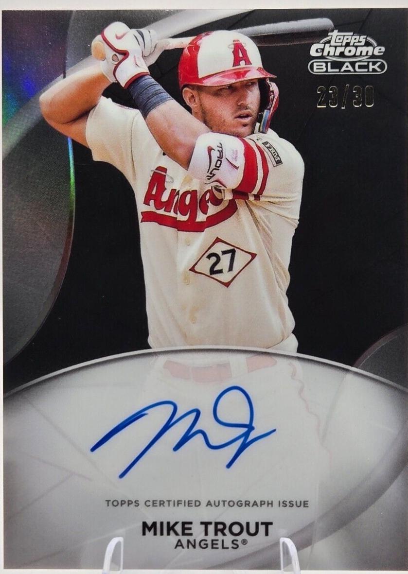 Mike Trout #CPA-MT Baseball Cards 2024 Topps Chrome Black Ivory Autograph