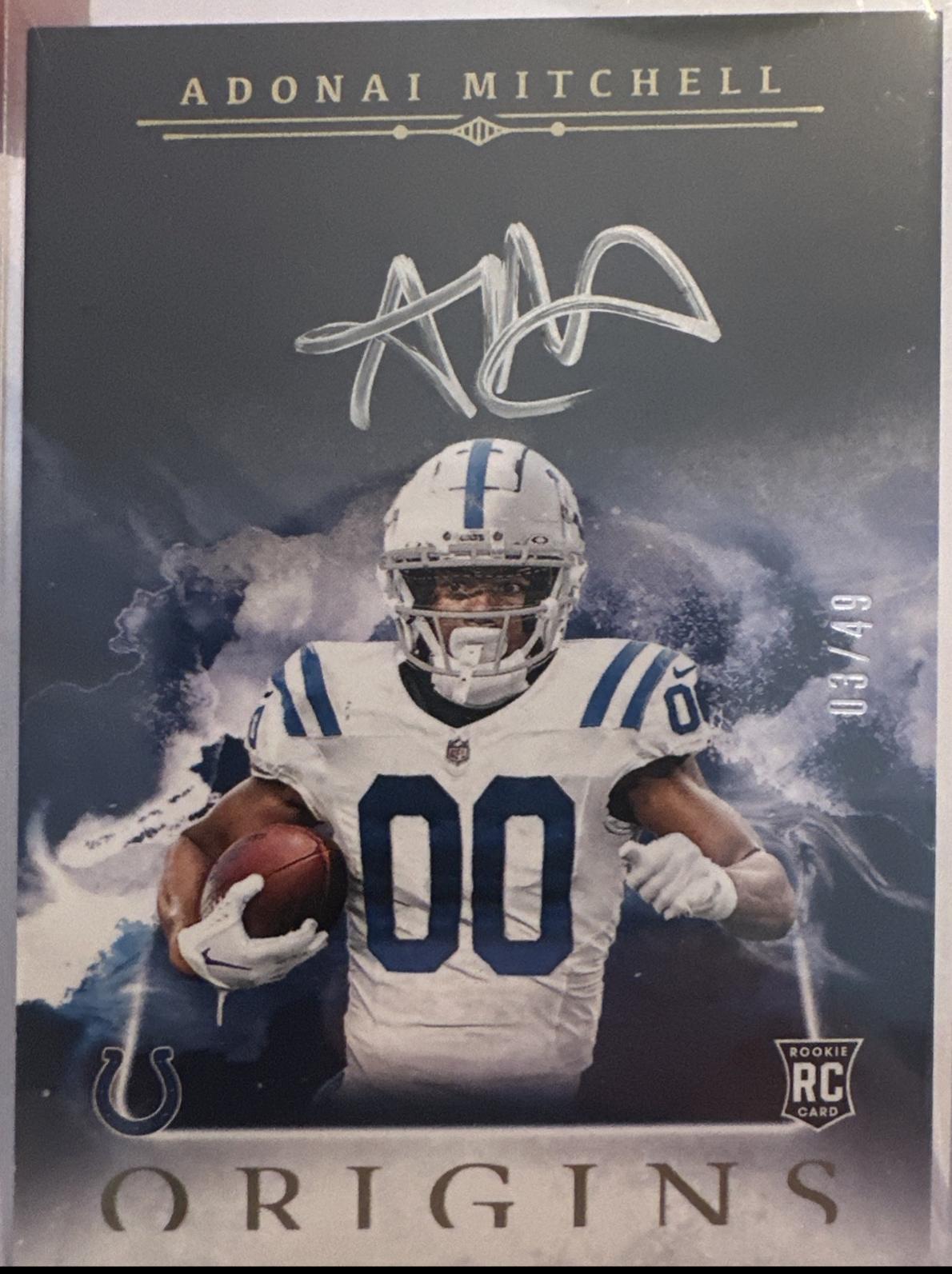 Adonai Mitchell #OA-AMI Football Cards 2024 Panini Origins Autographs Silver Ink