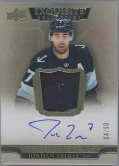 Jordan Eberle #ER-JE Hockey Cards 2022 Upper Deck The Cup Exquisite Endorsements Relic Autograph