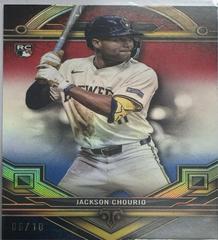 Jackson Chourio [Red White Blue] #14 Baseball Cards 2024 Topps Triple Threads Prices