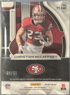 Christian McCaffrey #5 Football Cards 2023 Panini Spectra Triple Threat
