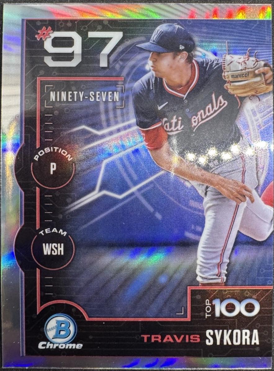Travis Sykora #BTP-97 Baseball Cards 2025 Bowman Scouts Top 100