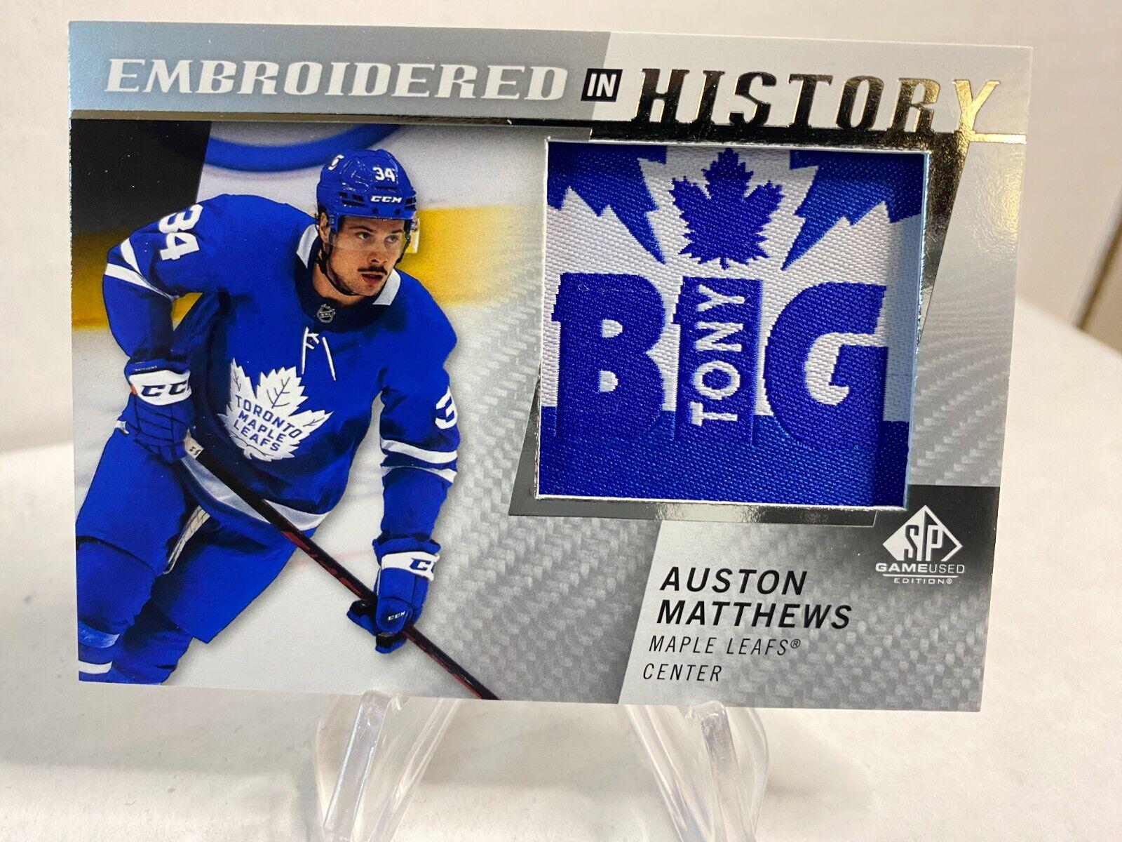 Auston Matthews #4 Hockey Cards 2021 SP Game Used Embroidered in History