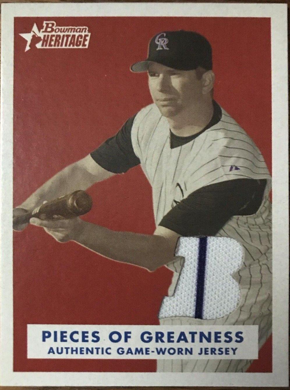 Todd Helton #PG-THE Baseball Cards 2006 Bowman Heritage Pieces of Greatness Relic