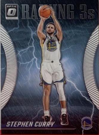 Stephen Curry #9 Basketball Cards 2023 Donruss Optic Raining 3s