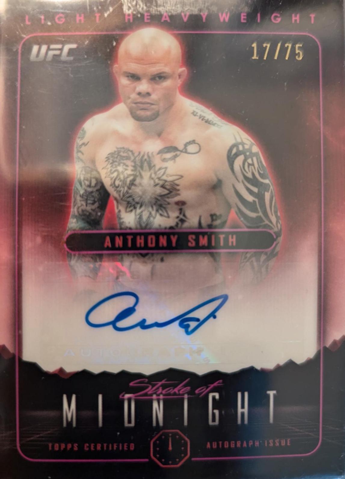 Anthony Smith Stroke Of Midnight Autographs /75 #SMA-ASH Ufc Cards 2024 Topps Midnight UFC Stroke of Midnight Autograph