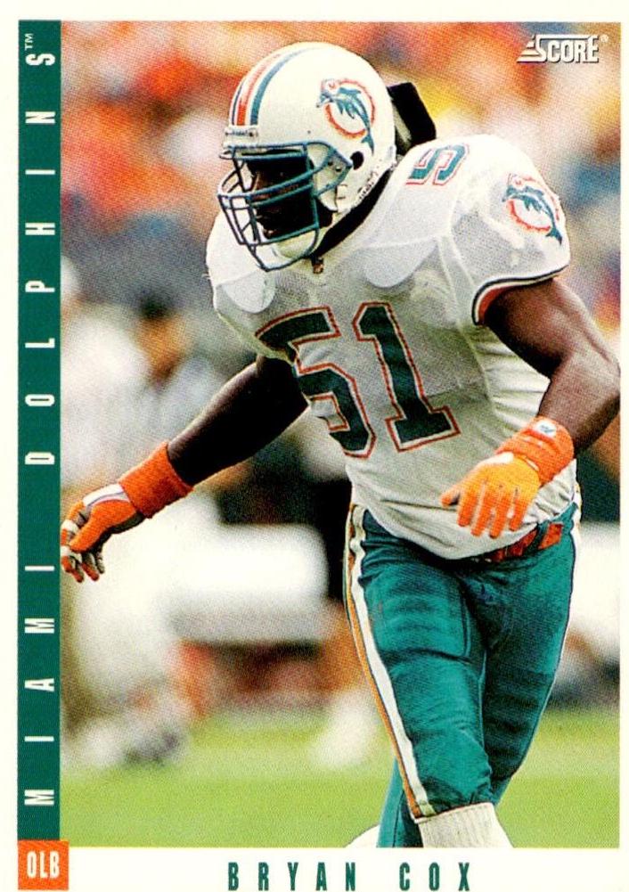 Bryan Cox #11 Football Cards 1993 Panini Score