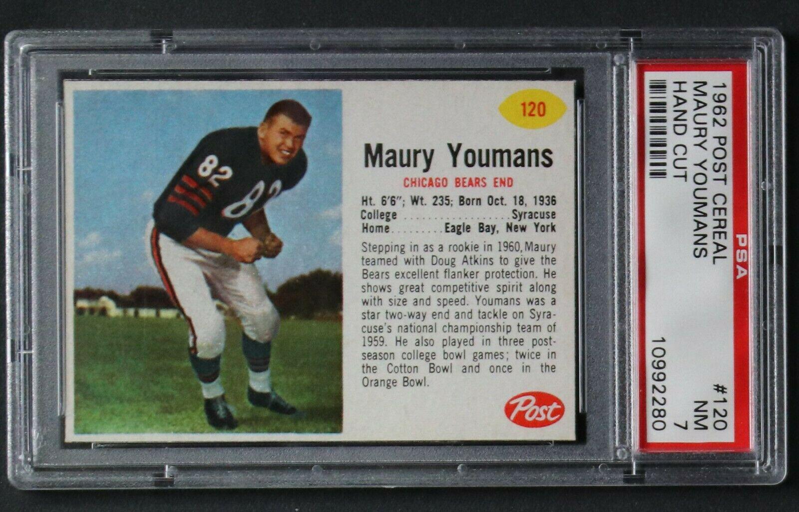 Maury Youmans #120 Football Cards 1962 Post Cereal