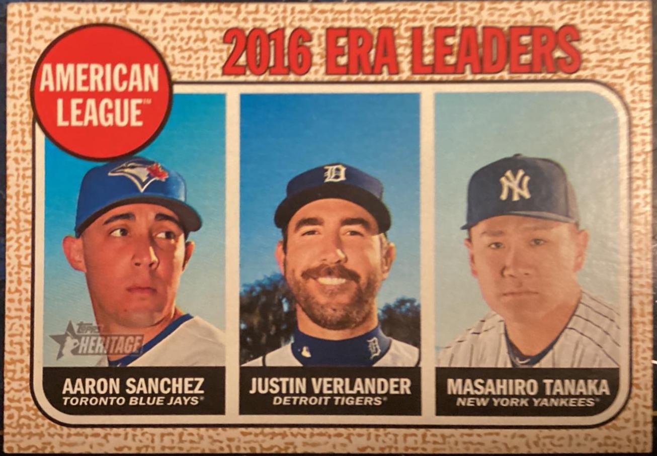 Aaron Sanchez Justin Verlander Masahiro Tanaka #8 Baseball Cards 2017 Topps Heritage