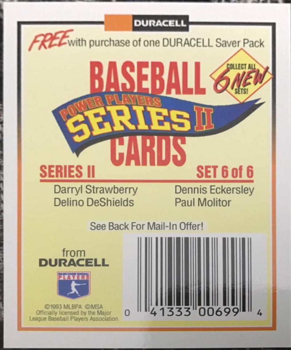 Checklist Series 2 #6 Baseball Cards 1993 Duracell Power Players