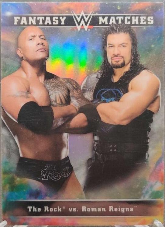 Roman Reigns, The Rock #FM-7 Wrestling Cards 2020 Topps WWE Chrome Fantasy Matches