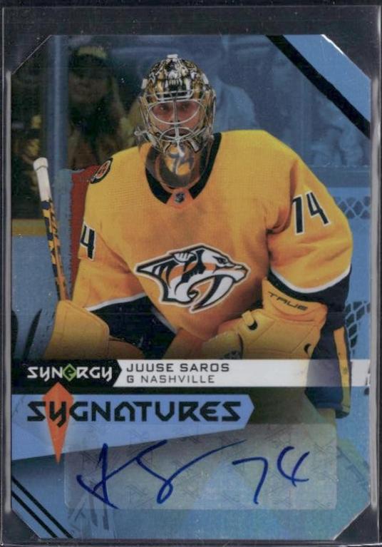 Juuse Saros #S-JS Hockey Cards 2023 Upper Deck Synergy Sygnatures